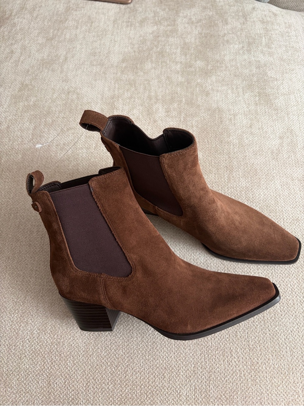 Sam Edelman Suede Brown Square Ankle Booties size 8